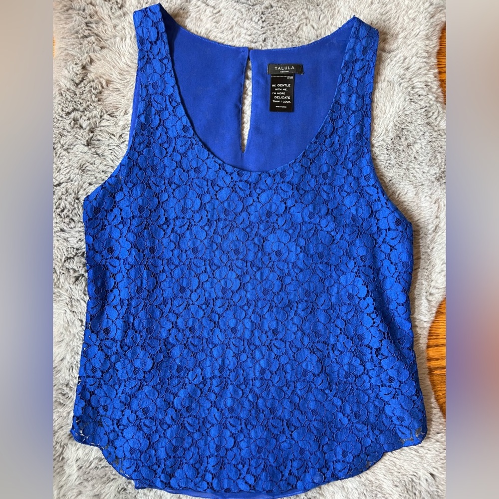 Aritzia Talula Royal Blue Lace Tank Top